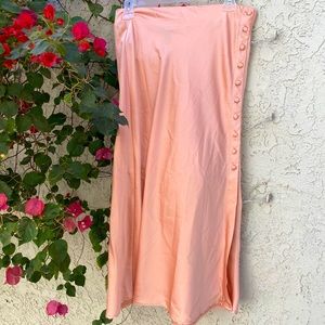 Silk MIDI Skirt with Buttons